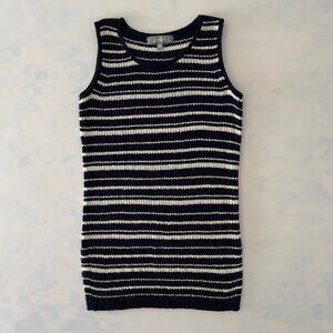 Marled Reunited Navy & White Knit Long Tank Top